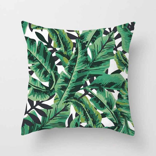 Vintage Flower Tropical Leaves Cushion Cover Axcestories