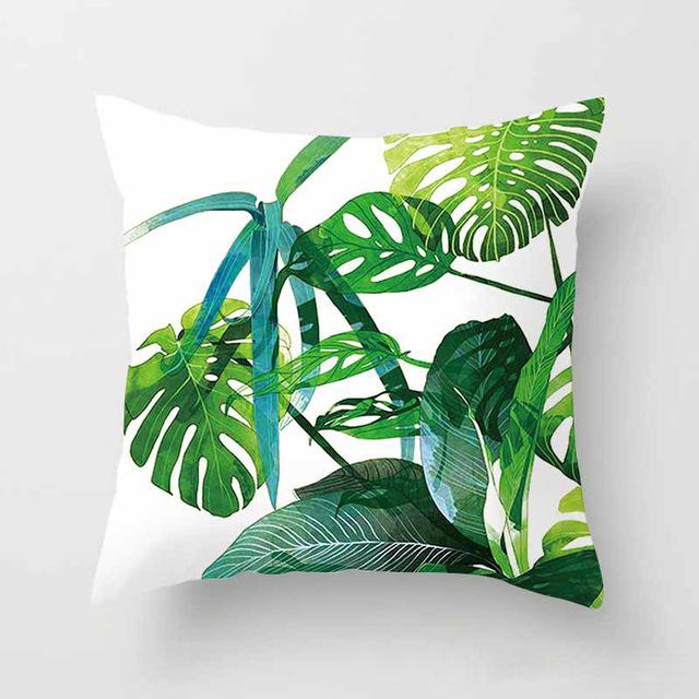 Vintage Flower Tropical Leaves Cushion Cover Axcestories