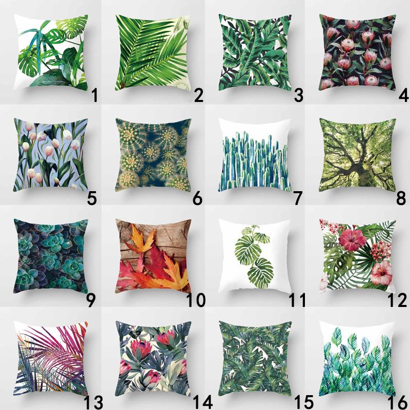 Vintage Flower Tropical Leaves Cushion Cover Axcestories