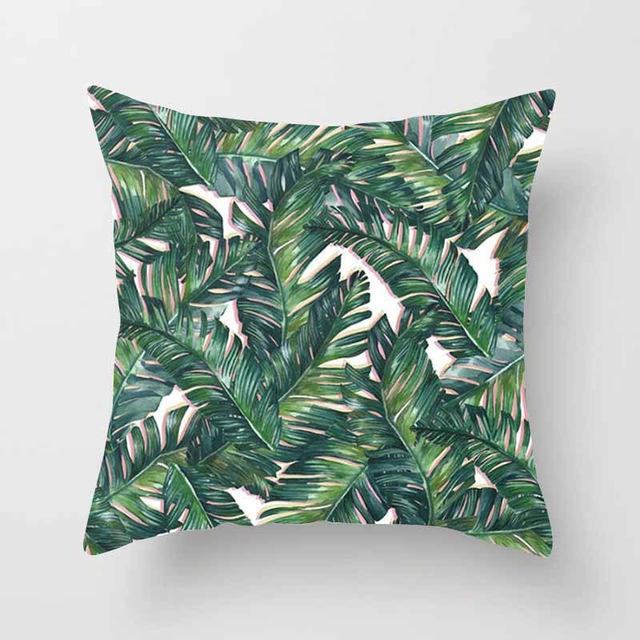 Vintage Flower Tropical Leaves Cushion Cover Axcestories