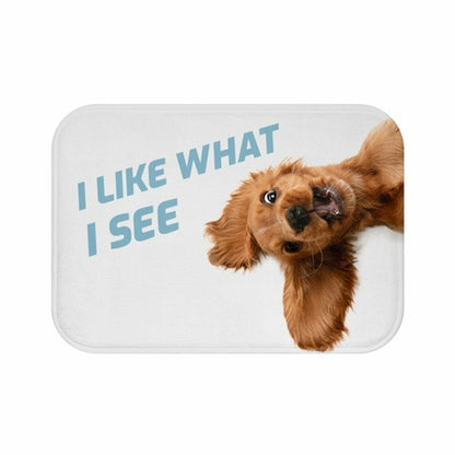 Funny Dog Looking Up Bath Mat Axcestories