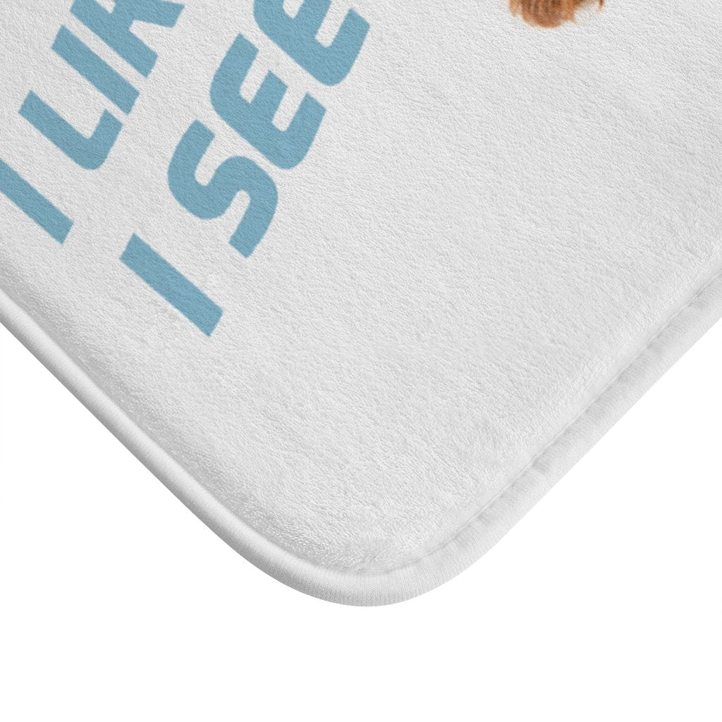 Funny Dog Looking Up Bath Mat Axcestories
