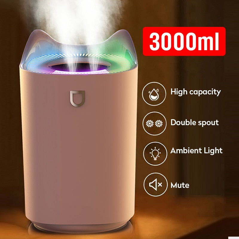 Humidifier Home 3L Air Ultrasonic Essential Oil Aroma Diffuser Double Axcestories