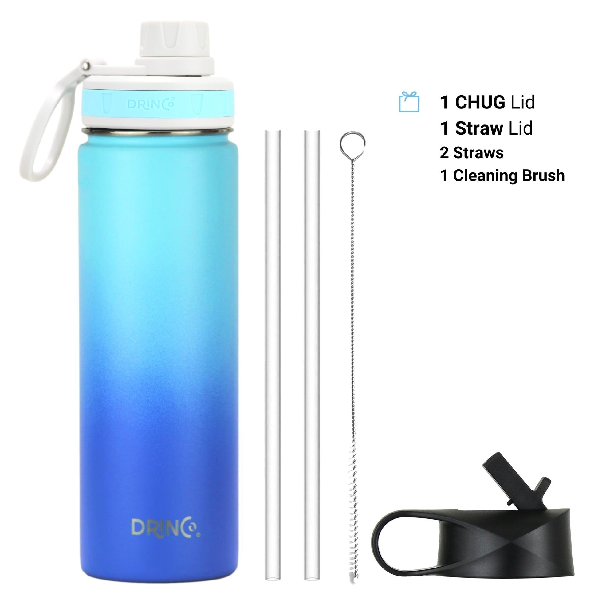 DRINCO® 22oz Stainless Steel Sport Water Bottle - Morning Sky Blue Axcestories