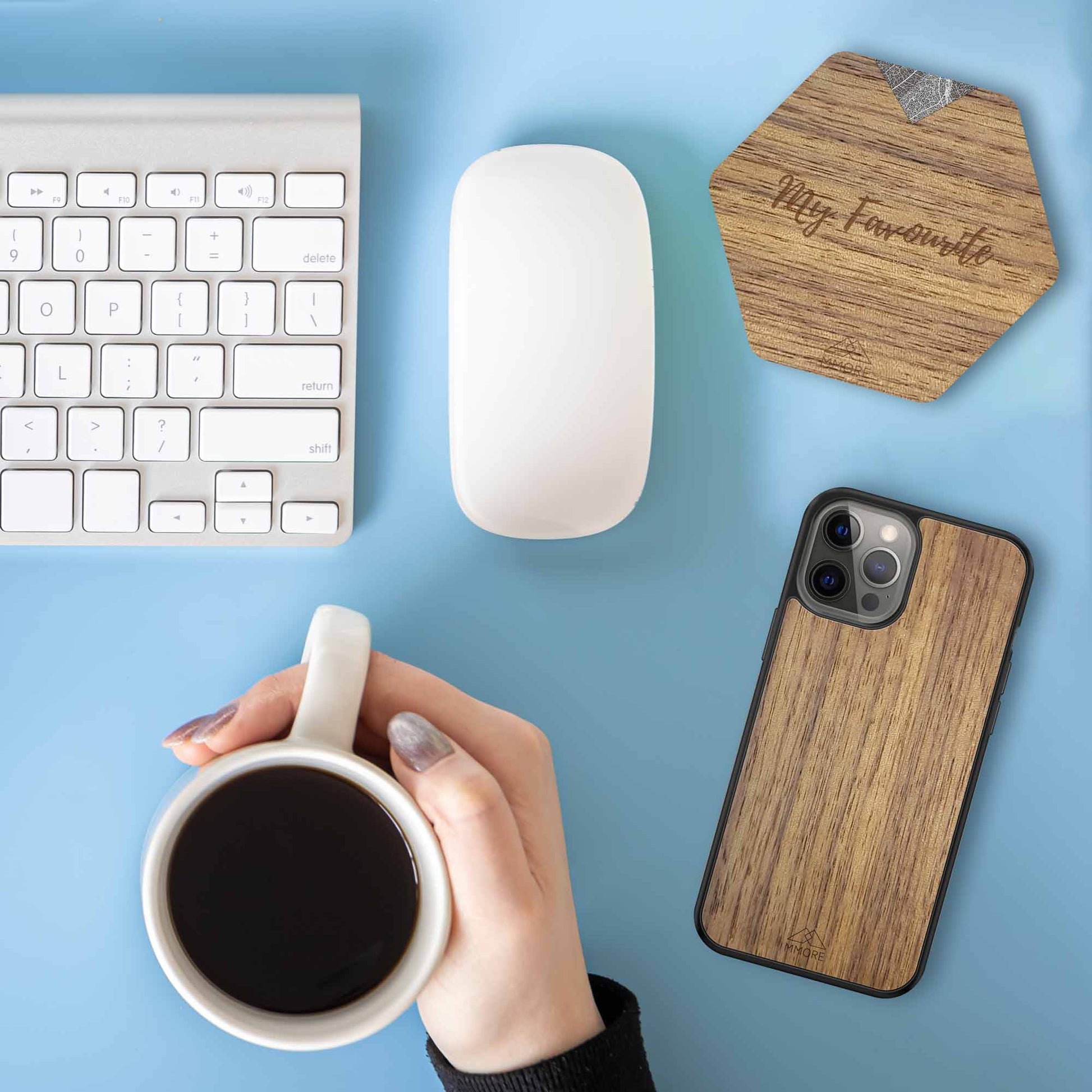 PERSONALIZED Wooden Coasters - American Walnut / Set of 4 Coasters Axcestories